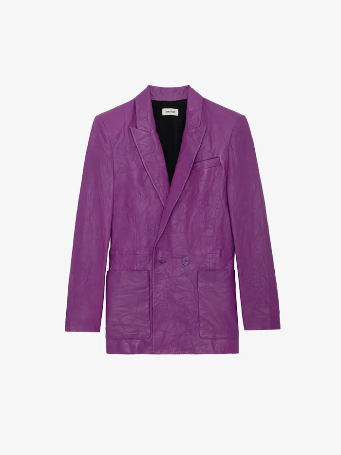 Women Zadig and Voltaire Jackets and Coats Visko Crinkled Leather Blazer Goa