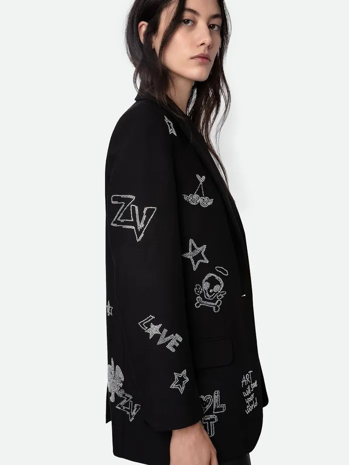 Women Zadig and Voltaire Jackets and Coats Viva Diamant Blazer Black