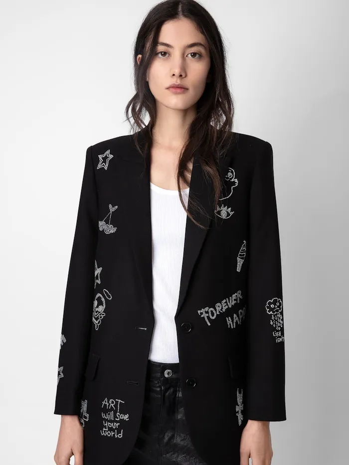 Women Zadig and Voltaire Jackets and Coats Viva Diamant Blazer Black