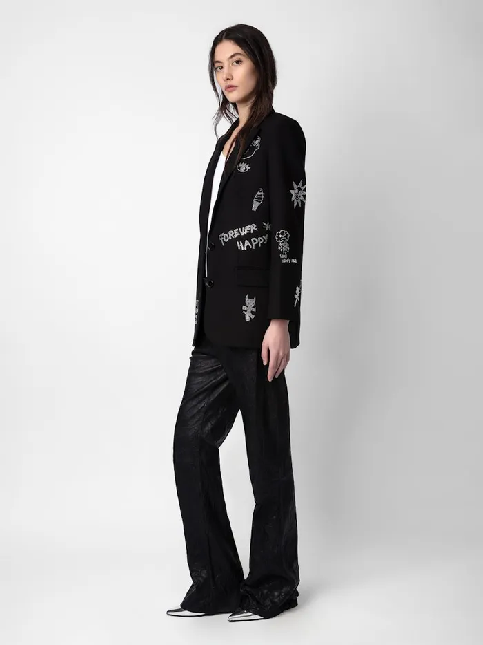 Women Zadig and Voltaire Jackets and Coats Viva Diamant Blazer Black