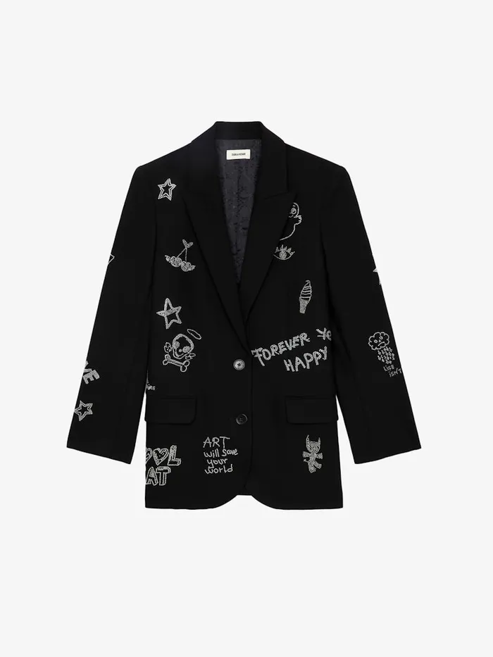 Women Zadig and Voltaire Jackets and Coats Viva Diamant Blazer Black