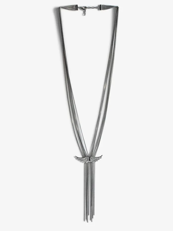 Women Zadig and Voltaire Jewelry Long Rock Star Necklace Antic Silver