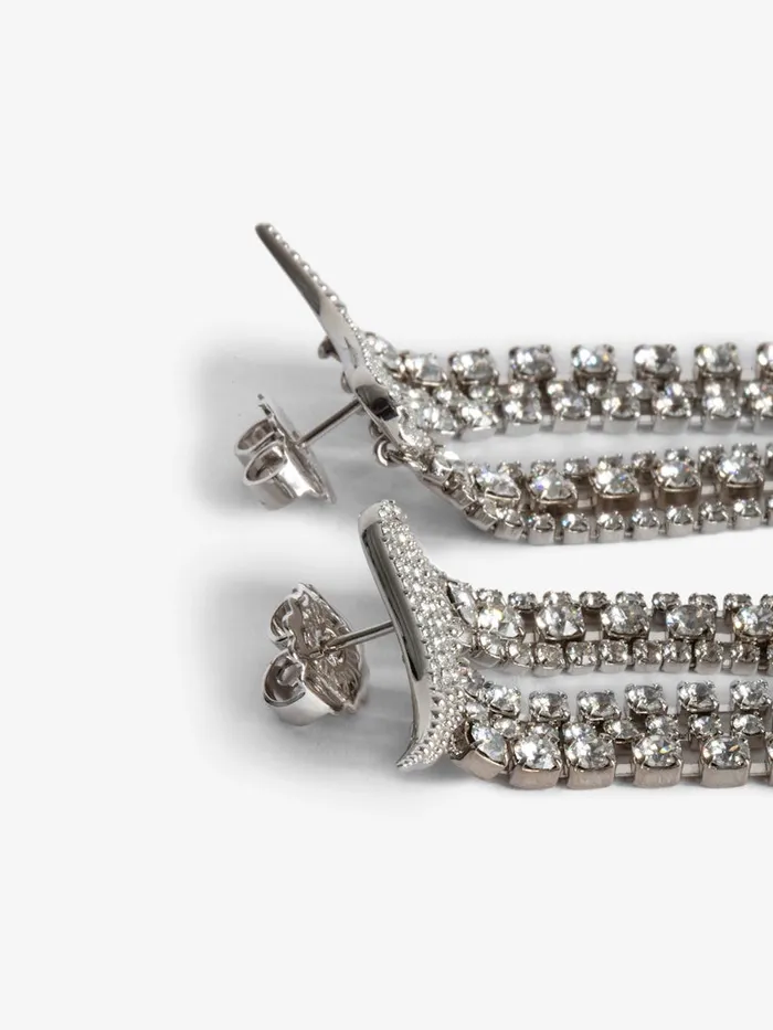 Women Zadig and Voltaire Jewelry Rock Color Earrings Shiny Silver