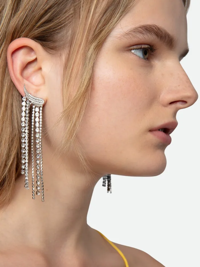 Women Zadig and Voltaire Jewelry Rock Color Earrings Shiny Silver