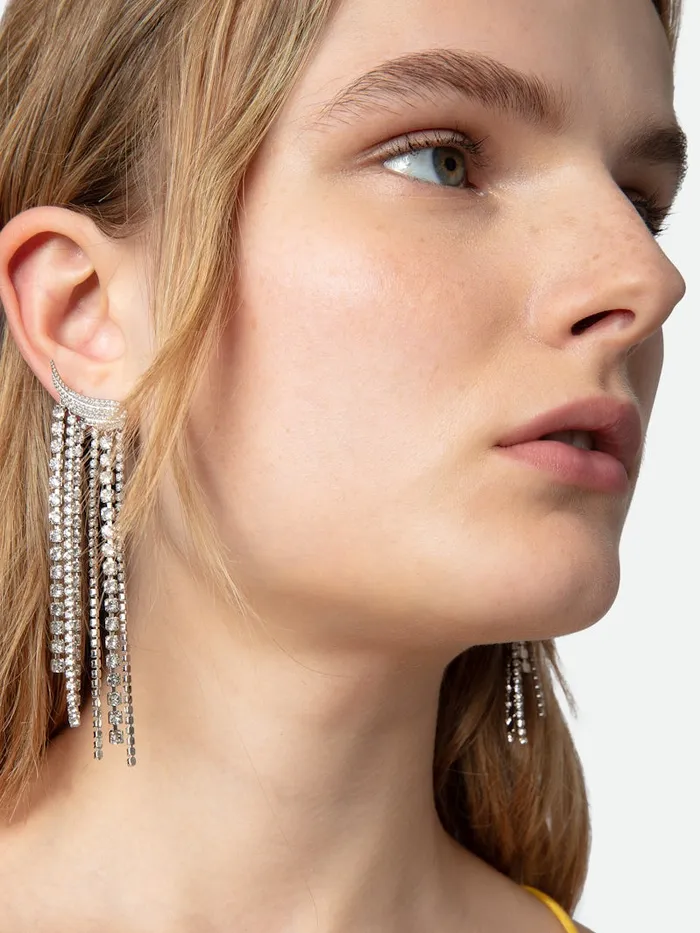 Women Zadig and Voltaire Jewelry Rock Color Earrings Shiny Silver