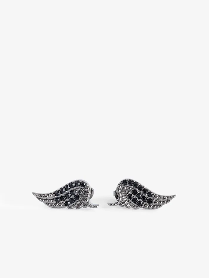 Women Zadig and Voltaire Jewelry Rock Earrings Shiny Gun