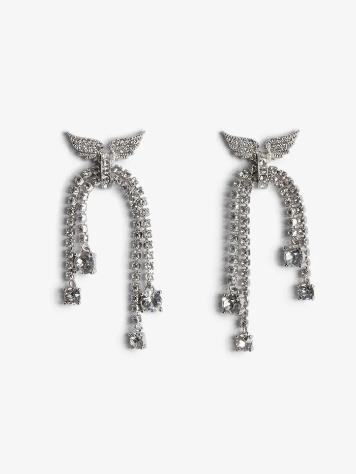 Women Zadig and Voltaire Jewelry Rock Node Earrings Shiny Silver