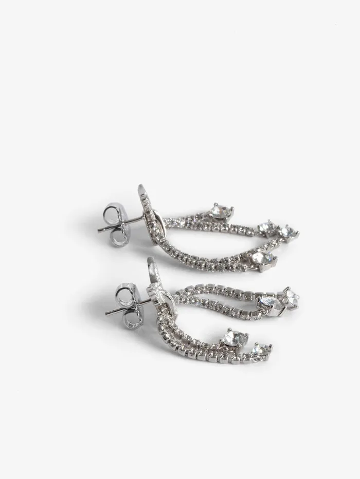 Women Zadig and Voltaire Jewelry Rock Node Earrings Shiny Silver