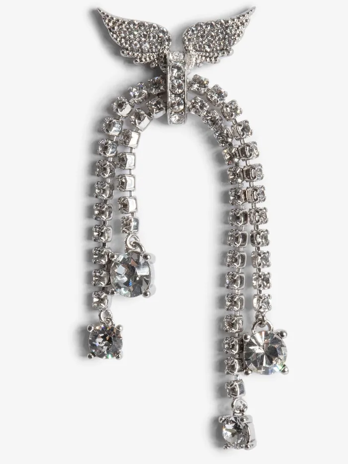 Women Zadig and Voltaire Jewelry Rock Node Earrings Shiny Silver