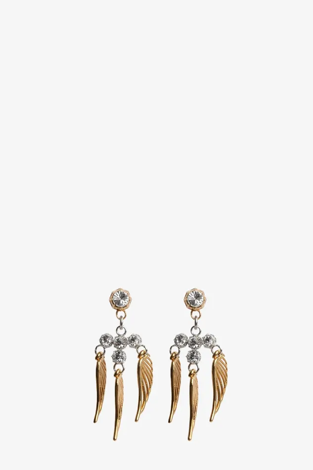 Women Zadig and Voltaire Jewelry Rock Over Small Earrings Shiny Gold