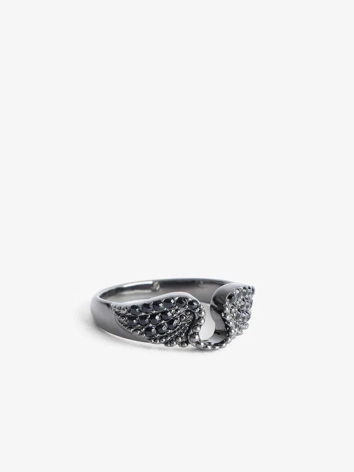 Women Zadig and Voltaire Jewelry Rock Ring Shiny Gun