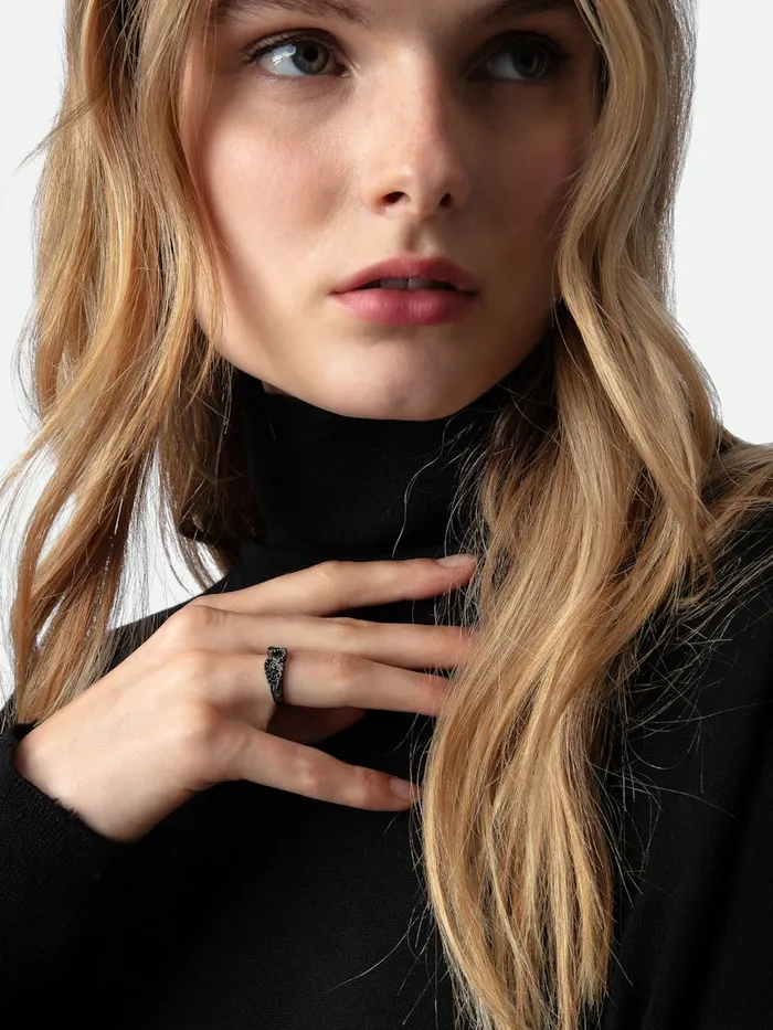 Women Zadig and Voltaire Jewelry Rock Ring Shiny Gun
