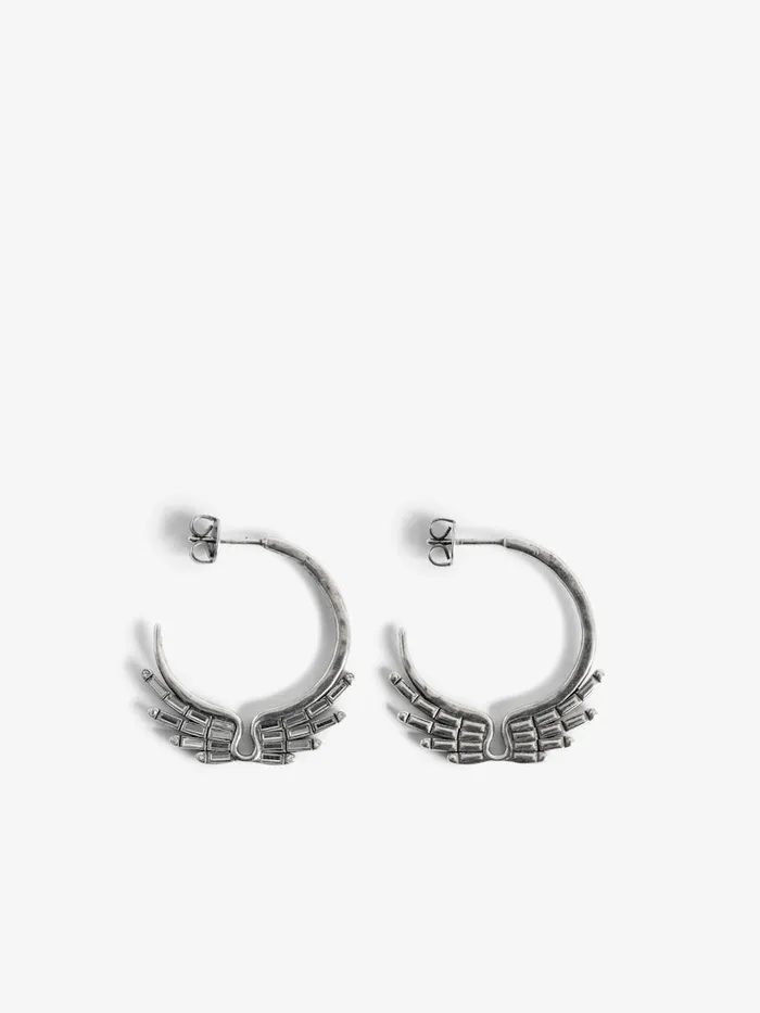Women Zadig and Voltaire Jewelry Rock Star Earrings Antic Silver