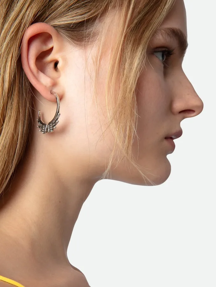 Women Zadig and Voltaire Jewelry Rock Star Earrings Antic Silver