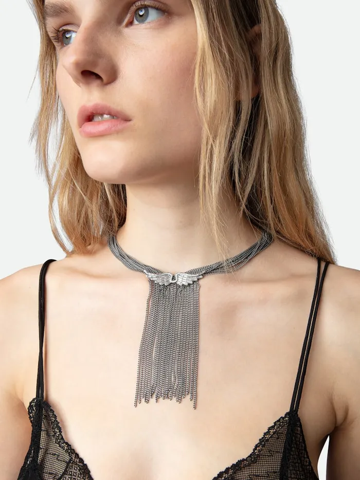 Women Zadig and Voltaire Jewelry Rock Star Necklace Antic Silver