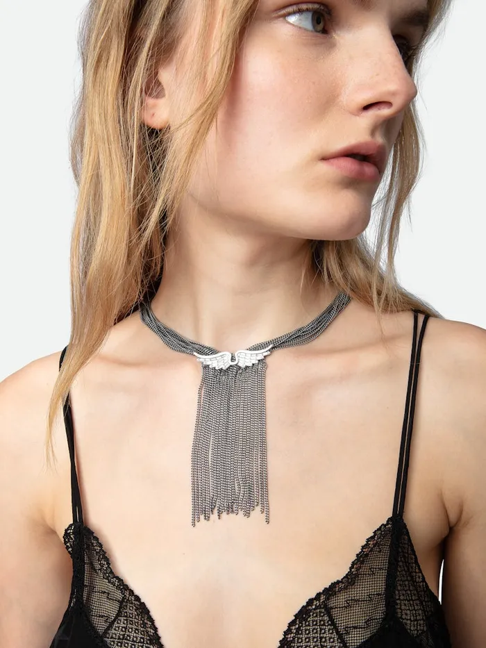 Women Zadig and Voltaire Jewelry Rock Star Necklace Antic Silver