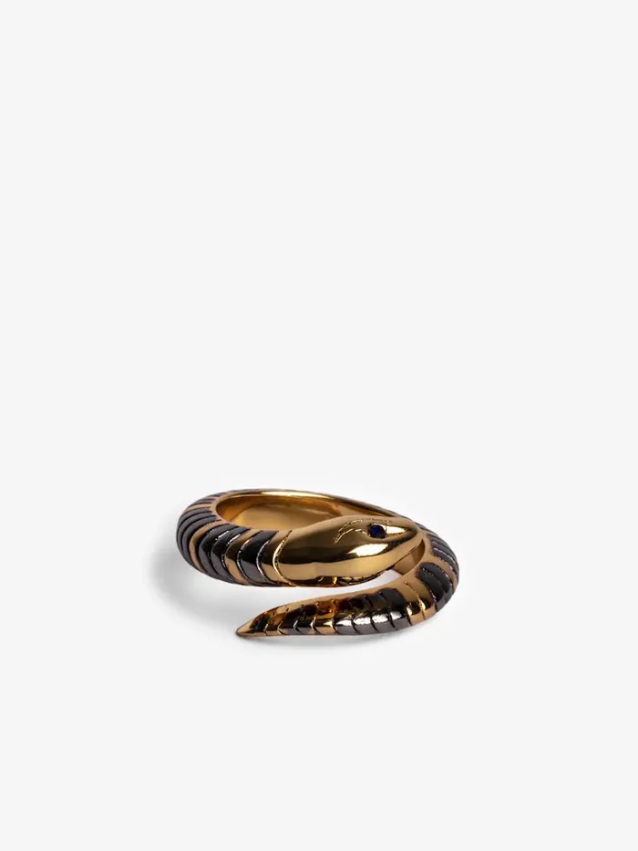 Women Zadig and Voltaire Jewelry Snake Ring Shiny Gold