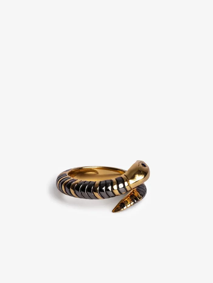 Women Zadig and Voltaire Jewelry Snake Ring Shiny Gold