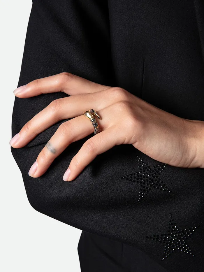 Women Zadig and Voltaire Jewelry Snake Ring Shiny Gold