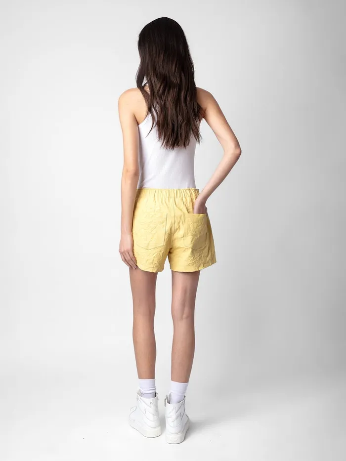 Women Zadig and Voltaire Leather Pax Crinkled Leather Shorts Shea
