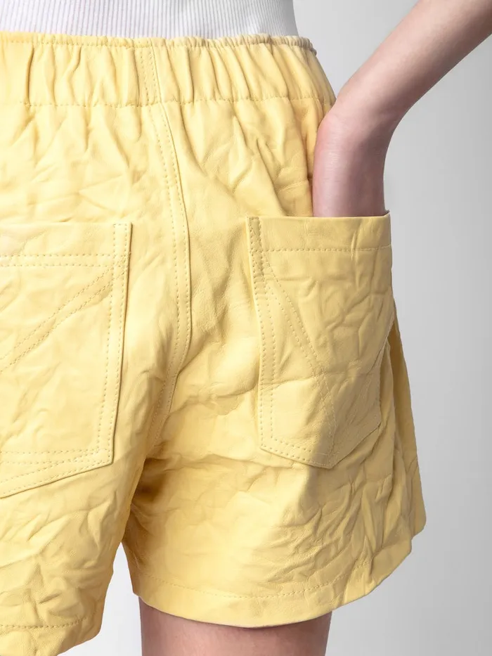 Women Zadig and Voltaire Leather Pax Crinkled Leather Shorts Shea