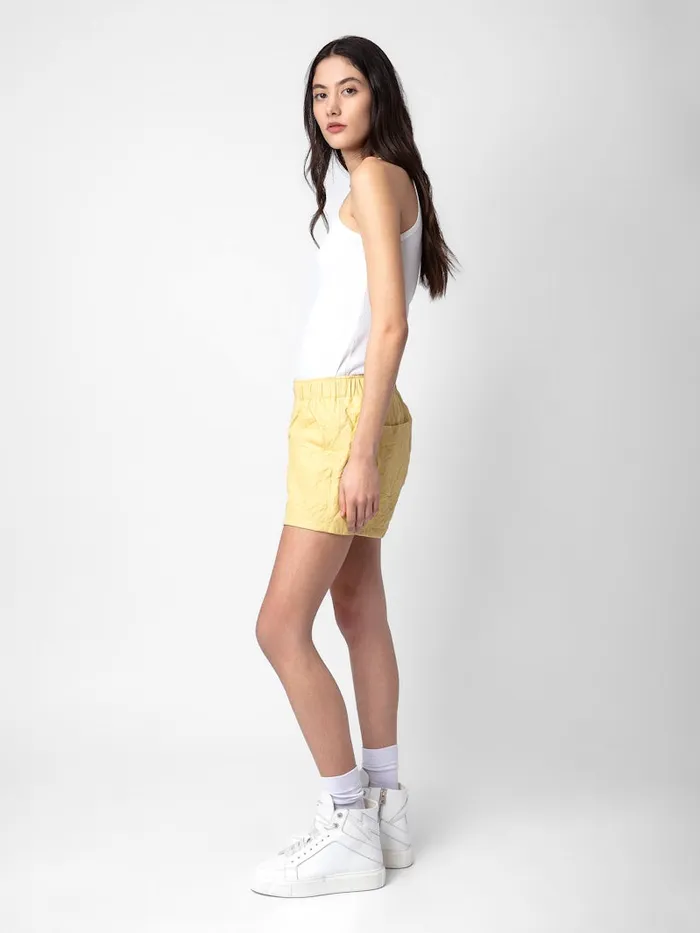 Women Zadig and Voltaire Leather Pax Crinkled Leather Shorts Shea