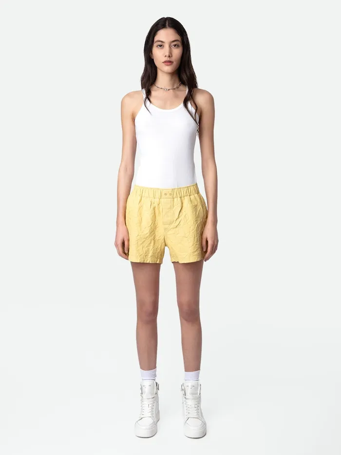 Women Zadig and Voltaire Leather Pax Crinkled Leather Shorts Shea
