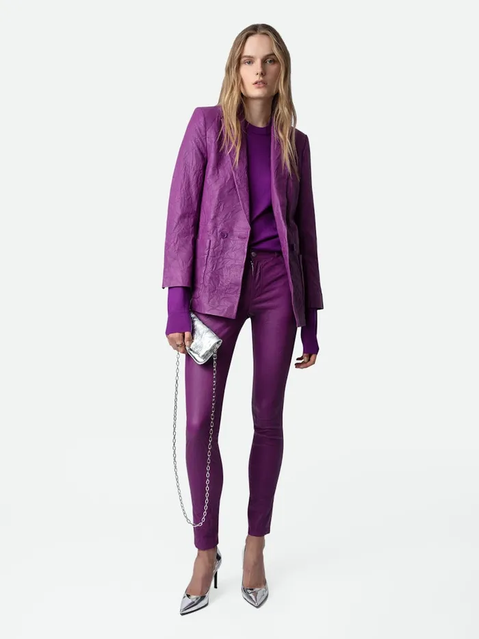 Women Zadig and Voltaire Leather Phlame Crinkled Leather Pants Goa