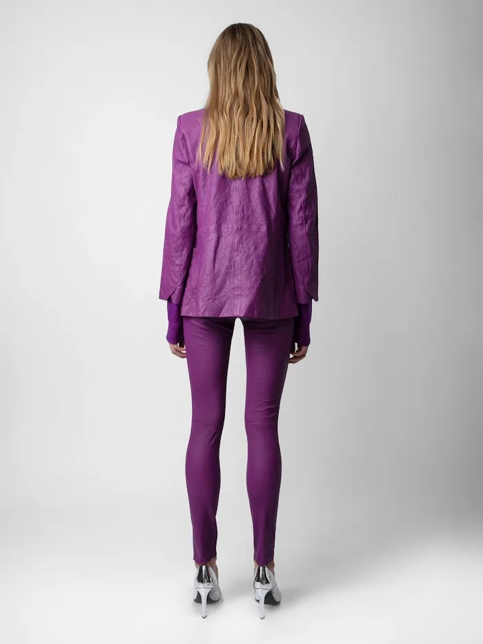 Women Zadig and Voltaire Leather Phlame Crinkled Leather Pants Goa