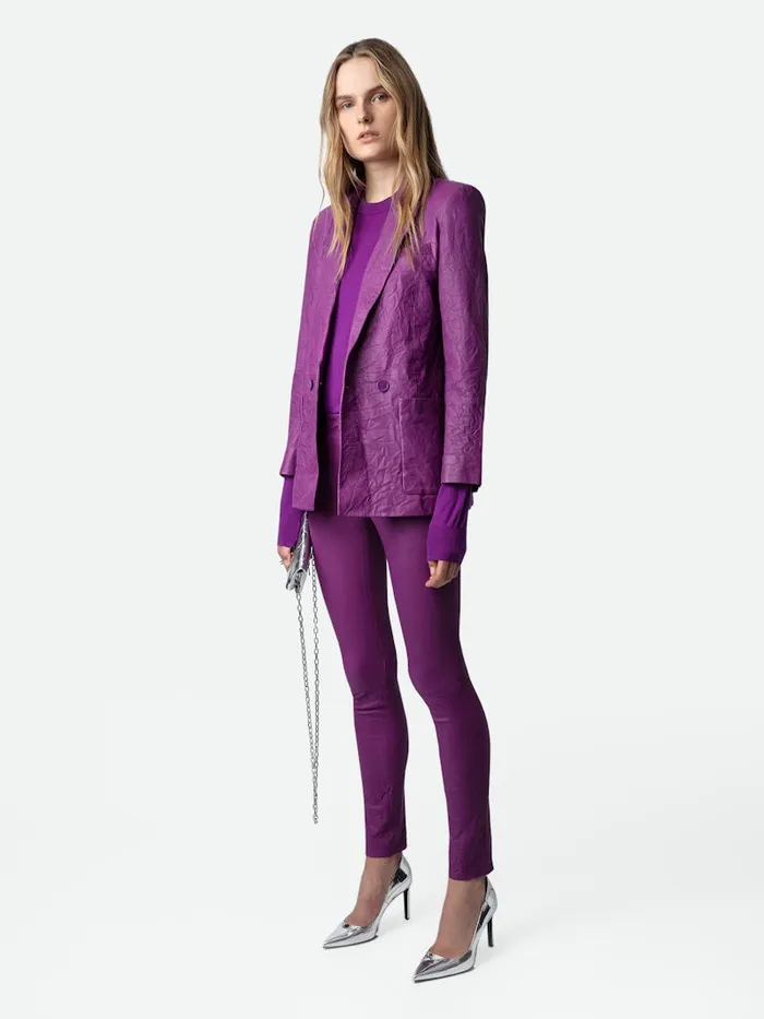Women Zadig and Voltaire Leather Phlame Crinkled Leather Pants Goa