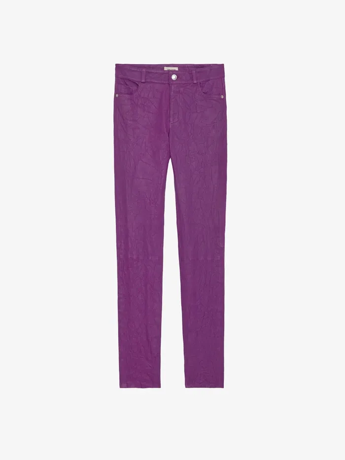 Women Zadig and Voltaire Leather Phlame Crinkled Leather Pants Goa