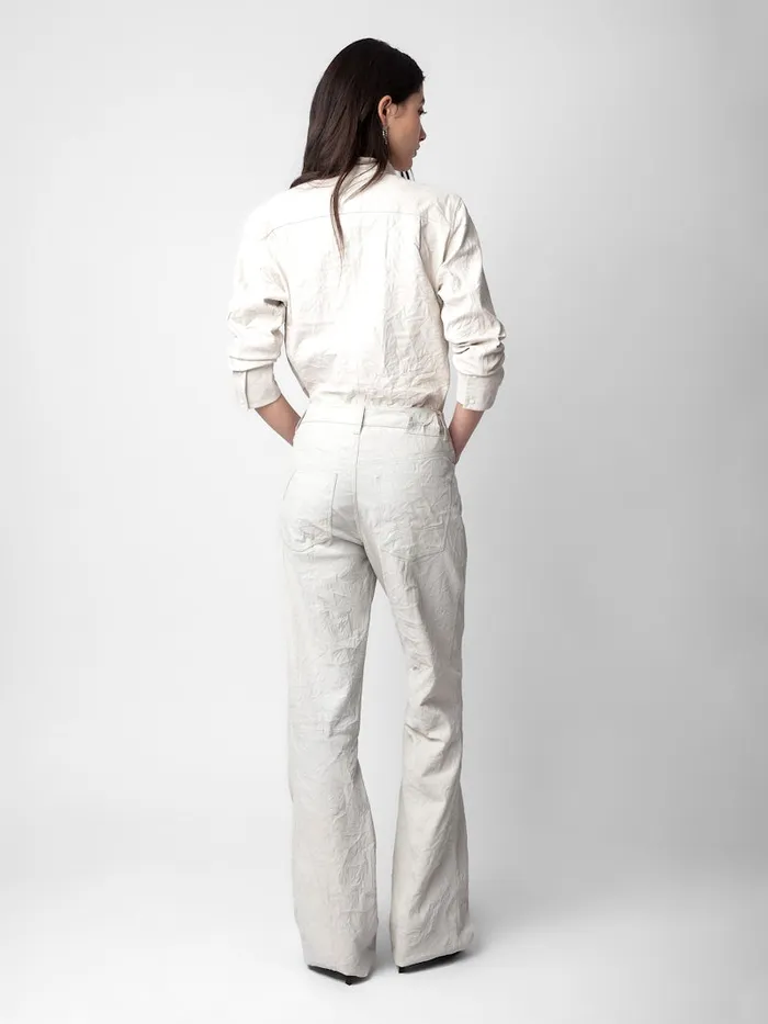 Women Zadig and Voltaire Leather Pistol Crinkled Leather Pants Judo