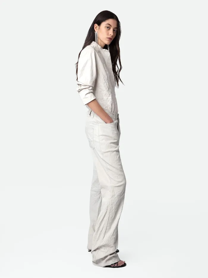Women Zadig and Voltaire Leather Pistol Crinkled Leather Pants Judo