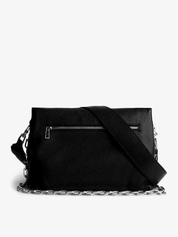 Women Zadig and Voltaire Leather Swing Your Wings Rocky Bag Noir Silver