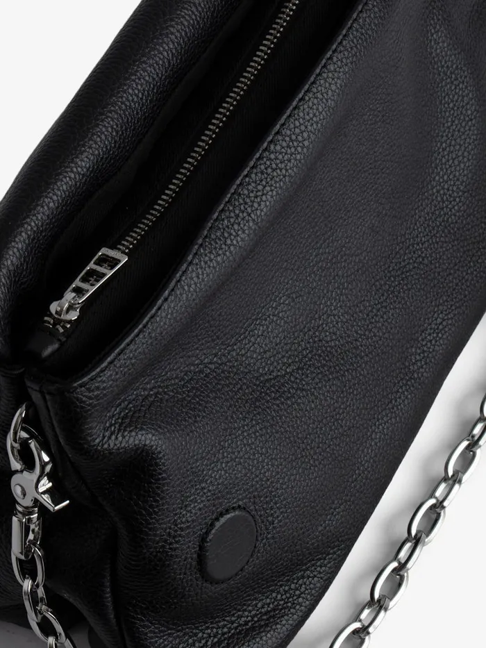 Women Zadig and Voltaire Leather Swing Your Wings Rocky Bag Noir Silver