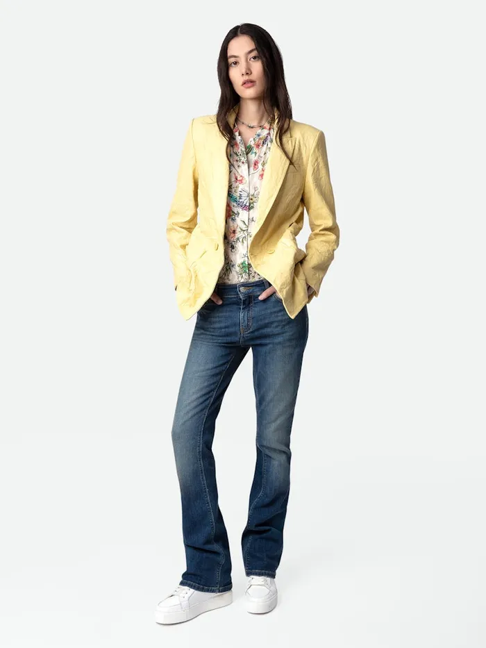 Women Zadig and Voltaire Leather Visko Crinkled Leather Blazer Shea