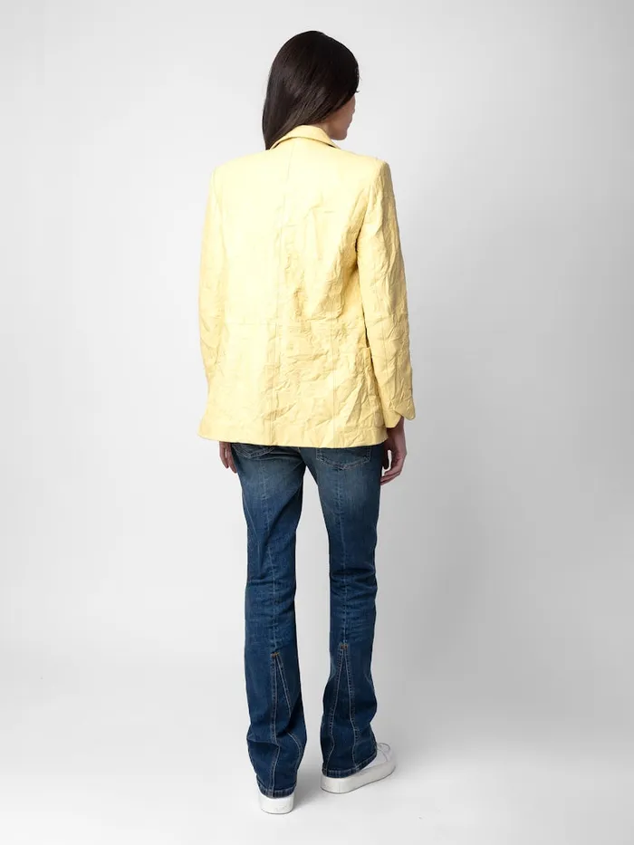 Women Zadig and Voltaire Leather Visko Crinkled Leather Blazer Shea
