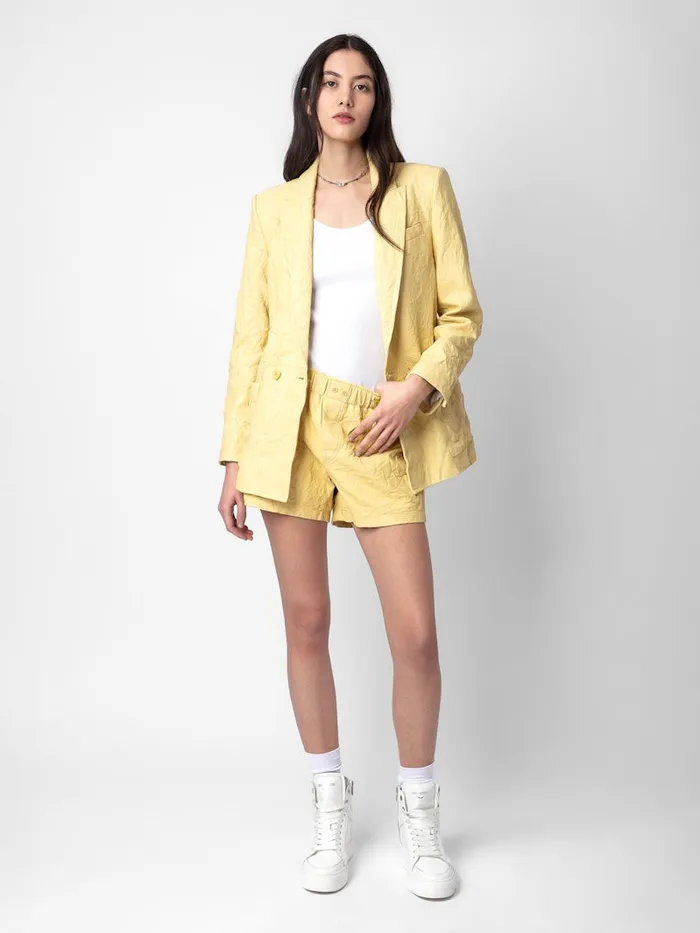 Women Zadig and Voltaire Leather Visko Crinkled Leather Blazer Shea