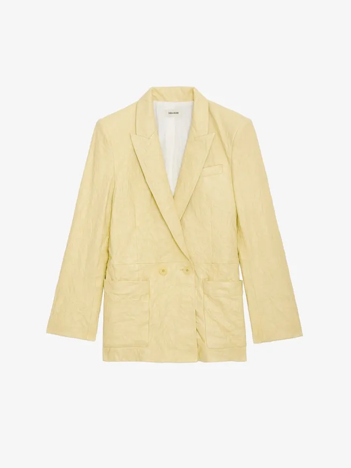 Women Zadig and Voltaire Leather Visko Crinkled Leather Blazer Shea