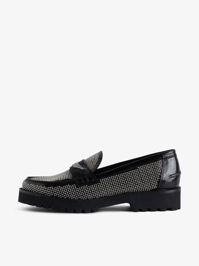 Women Zadig and Voltaire Loafers and Mules Joecassin Studded Loafers Black