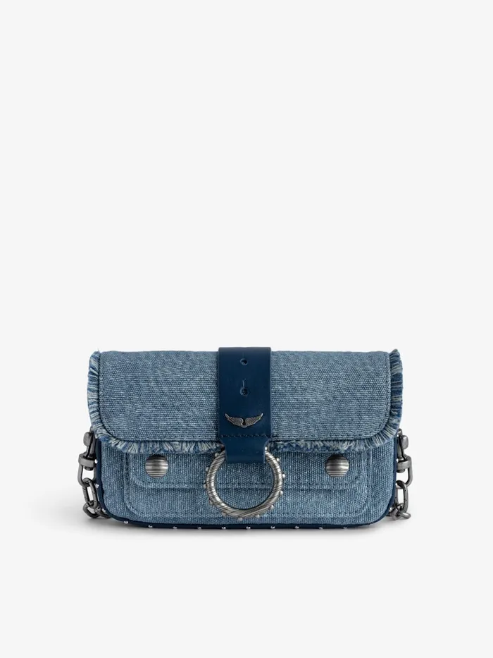 Women Zadig and Voltaire Mini Bags Kate Wallet Denim Glitter Bag Storm
