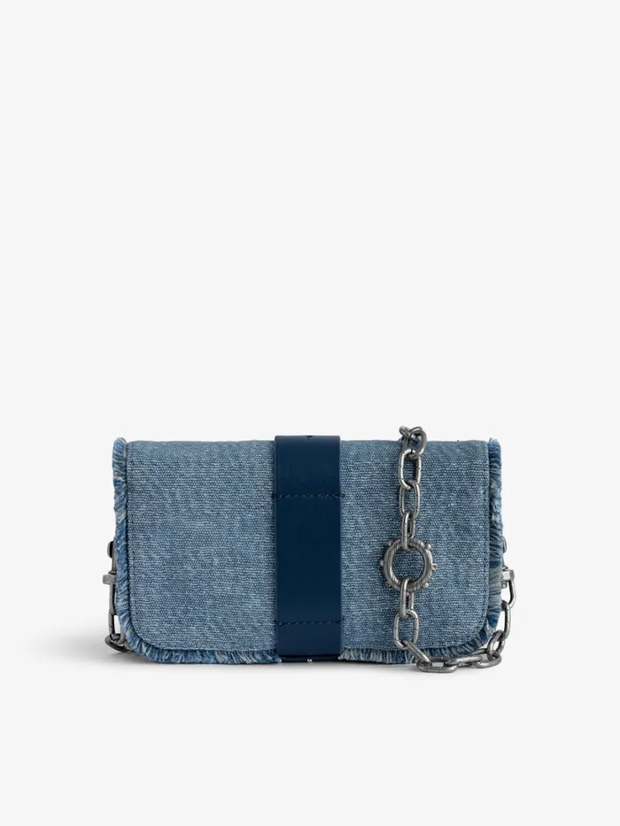Women Zadig and Voltaire Mini Bags Kate Wallet Denim Glitter Bag Storm