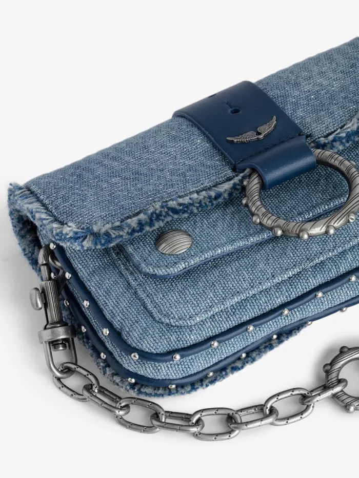 Women Zadig and Voltaire Mini Bags Kate Wallet Denim Glitter Bag Storm