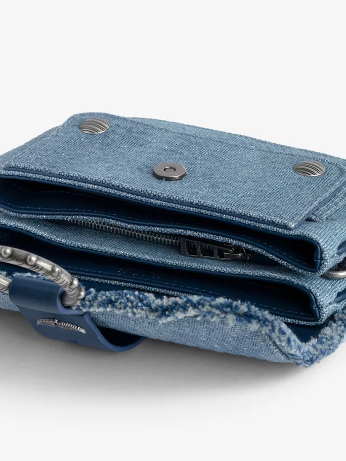 Women Zadig and Voltaire Mini Bags Kate Wallet Denim Glitter Bag Storm