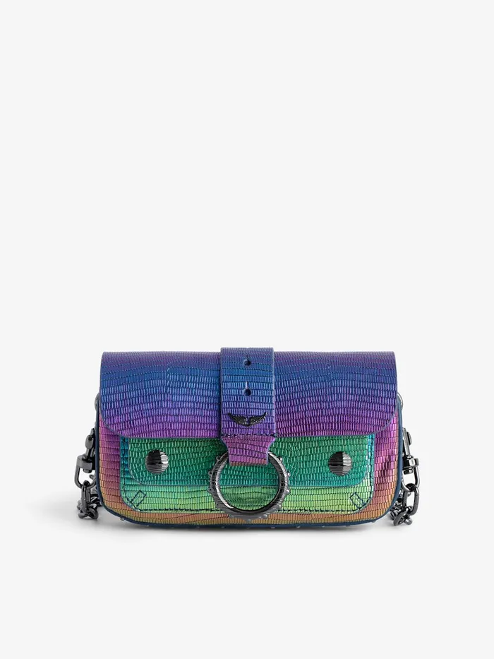Women Zadig and Voltaire Mini Bags Kate Wallet Embossed Metallic Bag Rainbow
