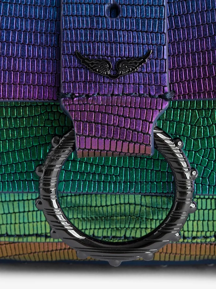 Women Zadig and Voltaire Mini Bags Kate Wallet Embossed Metallic Bag Rainbow