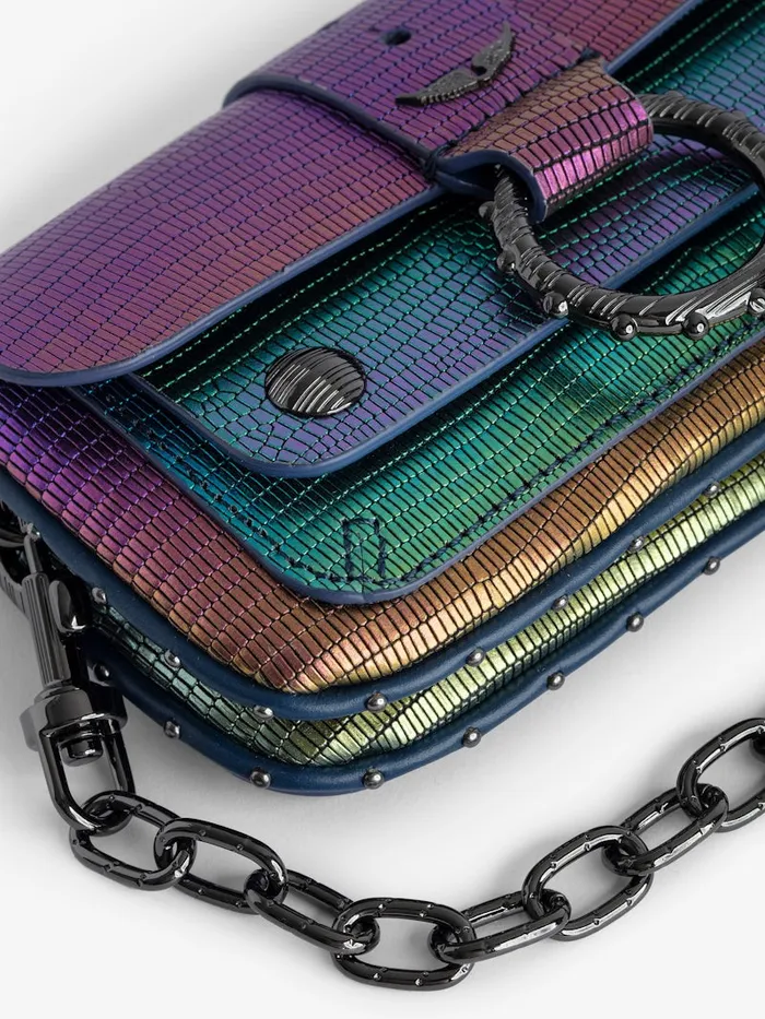 Women Zadig and Voltaire Mini Bags Kate Wallet Embossed Metallic Bag Rainbow