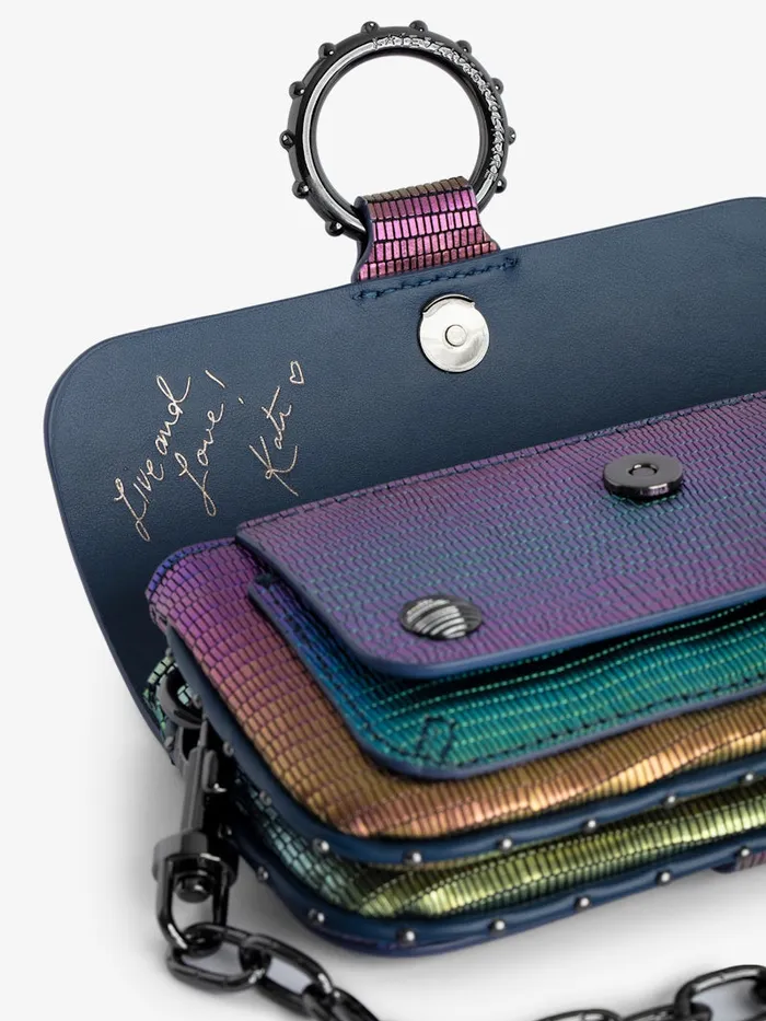 Women Zadig and Voltaire Mini Bags Kate Wallet Embossed Metallic Bag Rainbow