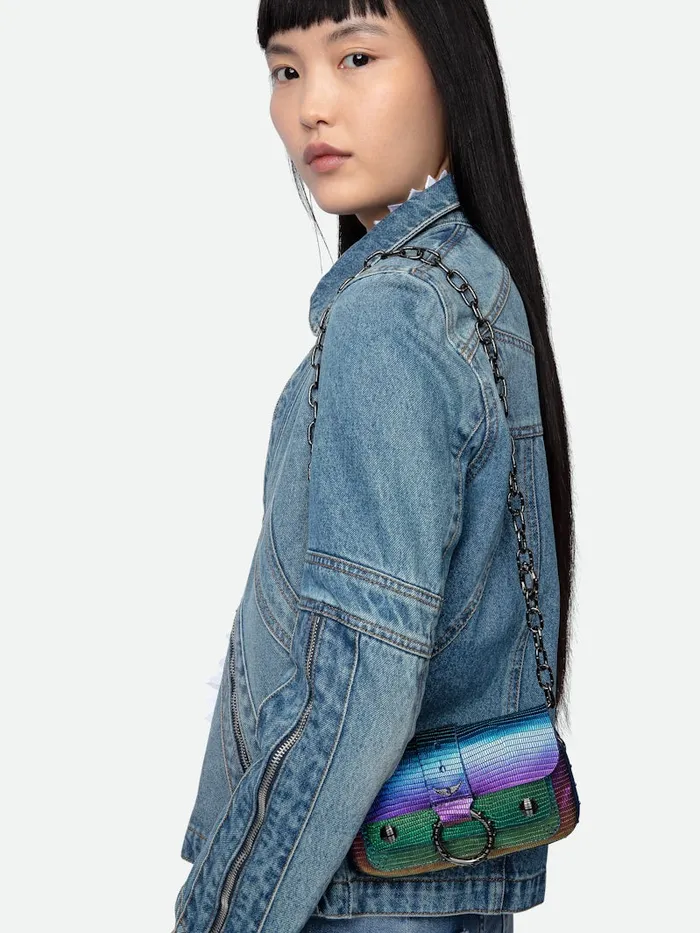 Women Zadig and Voltaire Mini Bags Kate Wallet Embossed Metallic Bag Rainbow