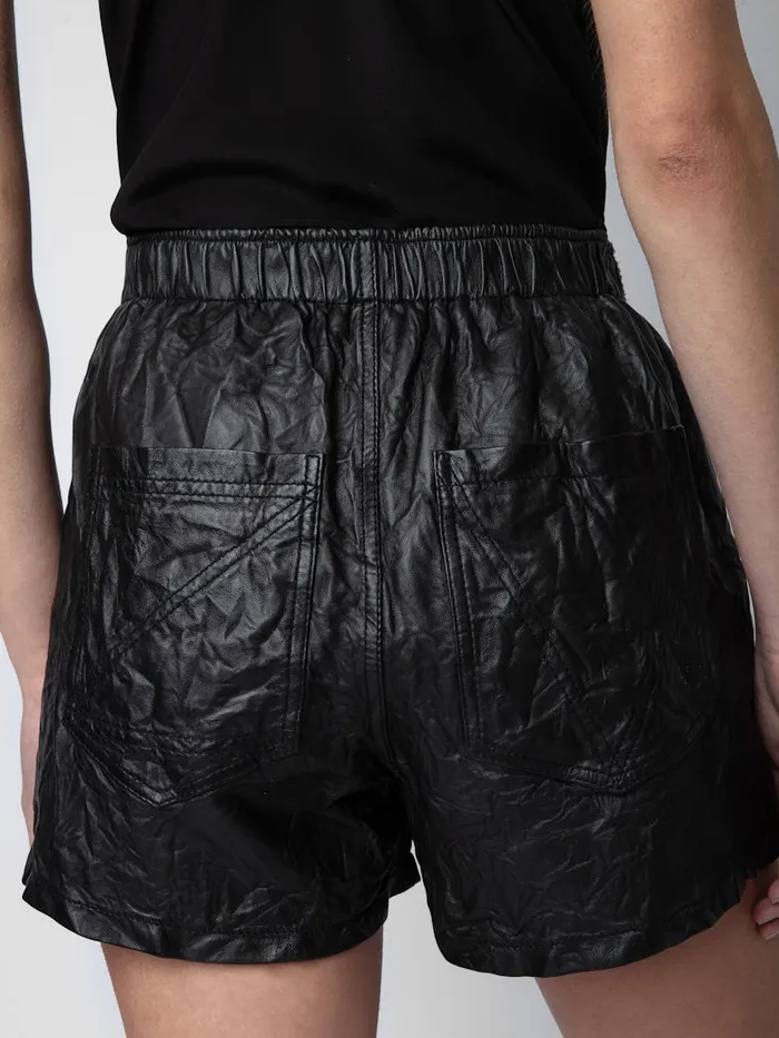Women Zadig and Voltaire Pants and Shorts Pax Crinkled Leather Shorts Black